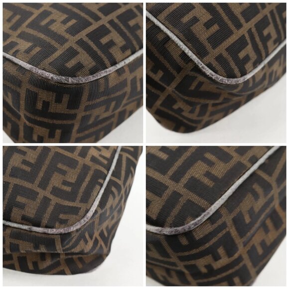 FENDI Zucca Canvas Shoulder Bag Black Brown gold Auth 129703 - Picture 14 of 16